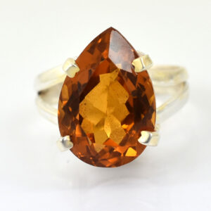 31.50 Ct Natural Hessonite (Gomed) Gemstone Ring – Pear Cut Astrology Ring