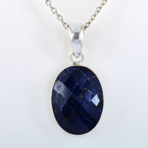 Natural Blue Sapphire (Neelam) Gemstone Pendant – 14 Ct Oval Cut Crystal Pendant