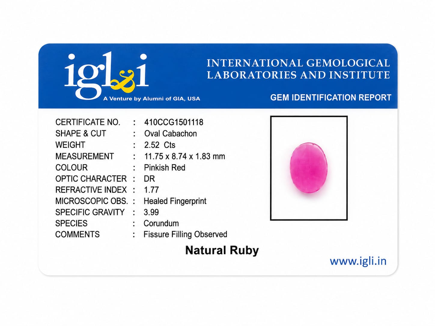 Premium 2.52 Cts Certified Natural Ruby (Manik) Oval Cabochon - Image 4