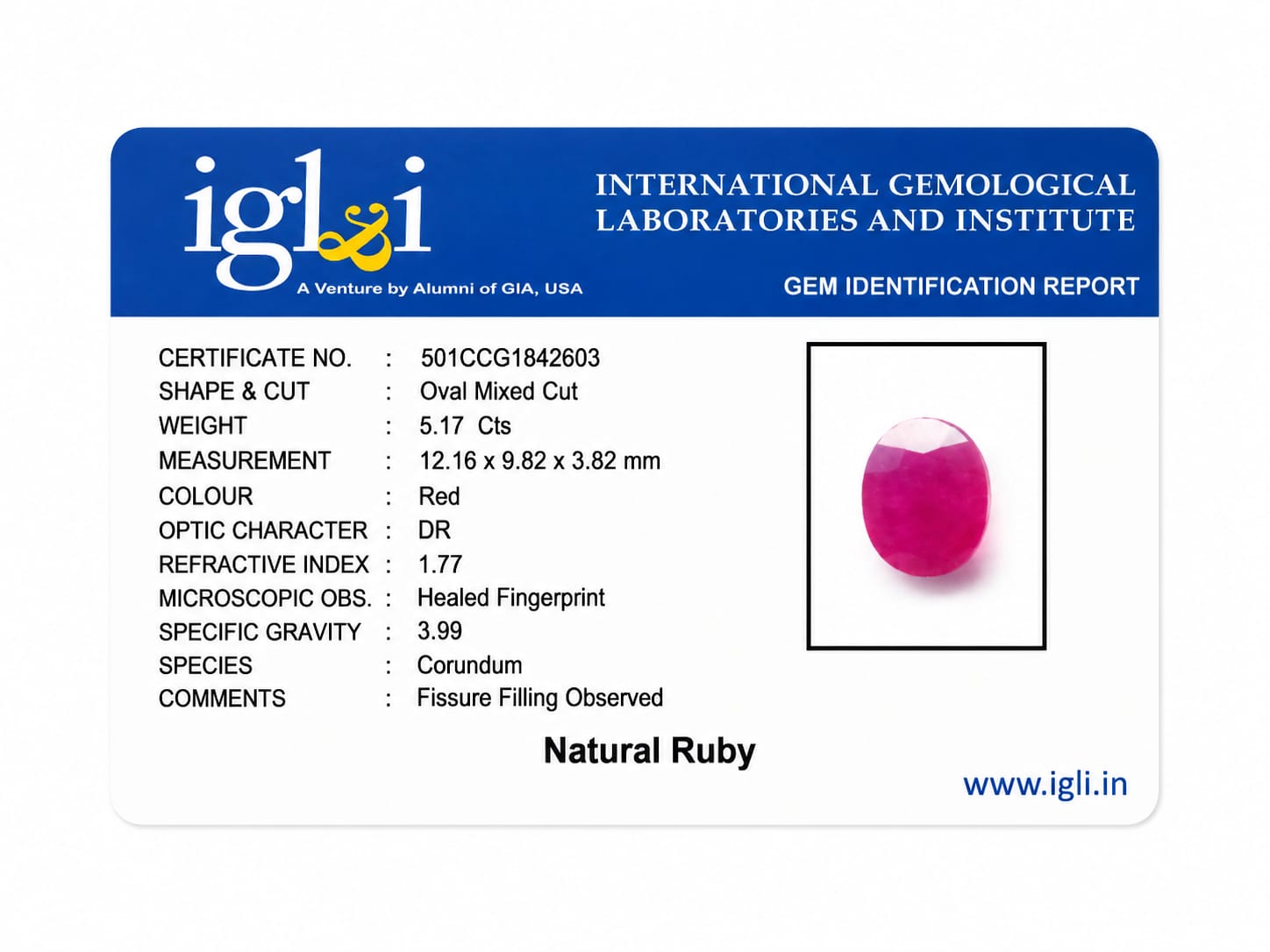 Premium 5.17 Cts Certified Natural Ruby (Manik) Oval Mixed Cut - Image 5