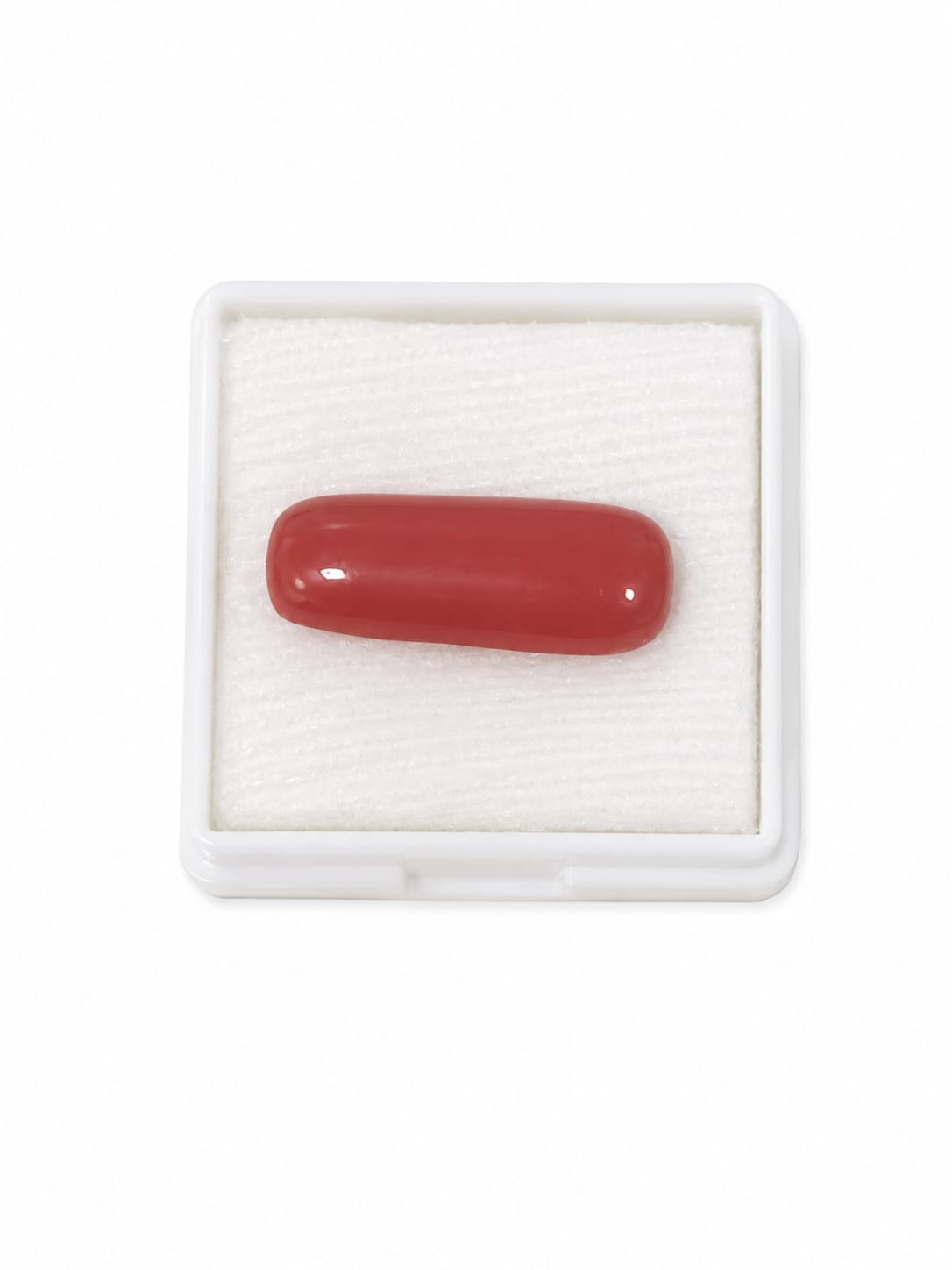 Natural Red Coral (Moonga) Gemstone – 4 Carat | Long Capsule Cabochon Cut - Image 4