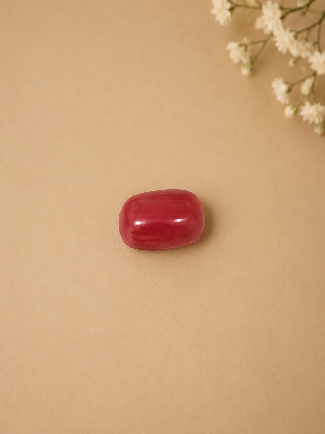 Natural Red Coral (Moonga) Gemstone – 4.67 Carat | Smooth Cabochon Cut - Image 3