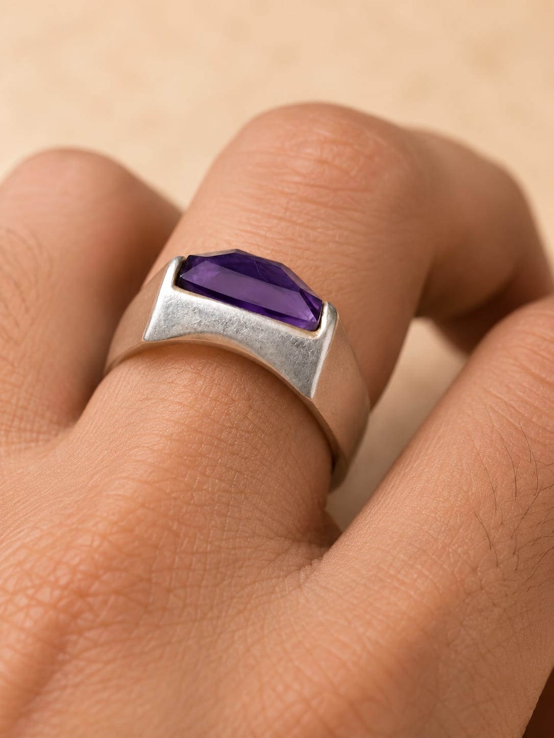 Natural Amethyst Gemstone Ring – 61.35 Ct Purple Quartz Statement Ring - Image 4