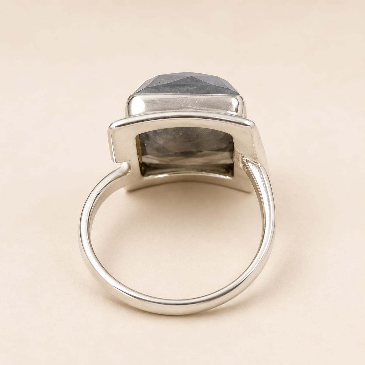 Natural Labradorite Gemstone Silver Ring – Faceted Rectangular Cut - Image 4