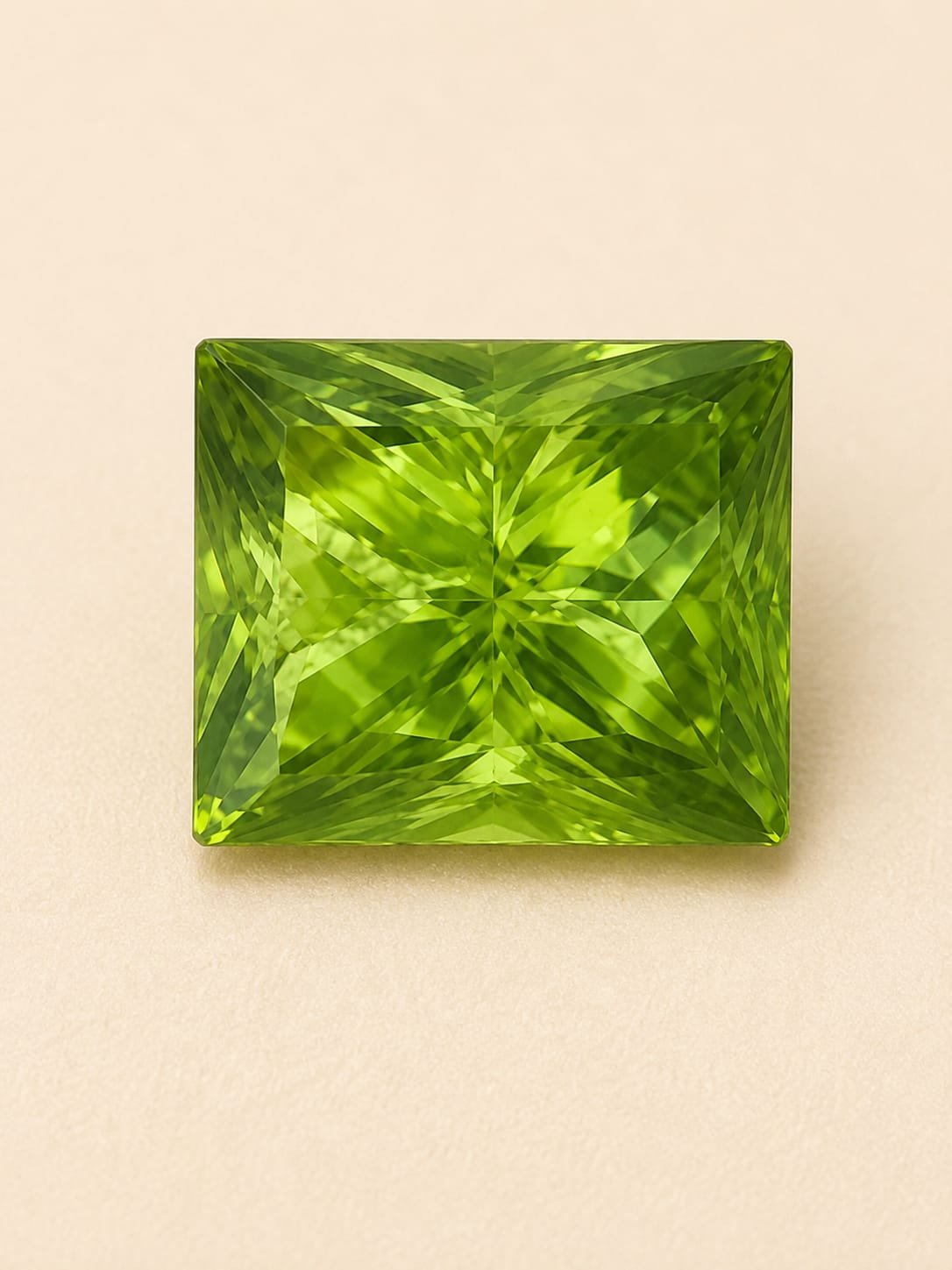 Natural Green Peridot Gemstone โ 16.85 Ct, Rectangular Faceted Cut - Image 4