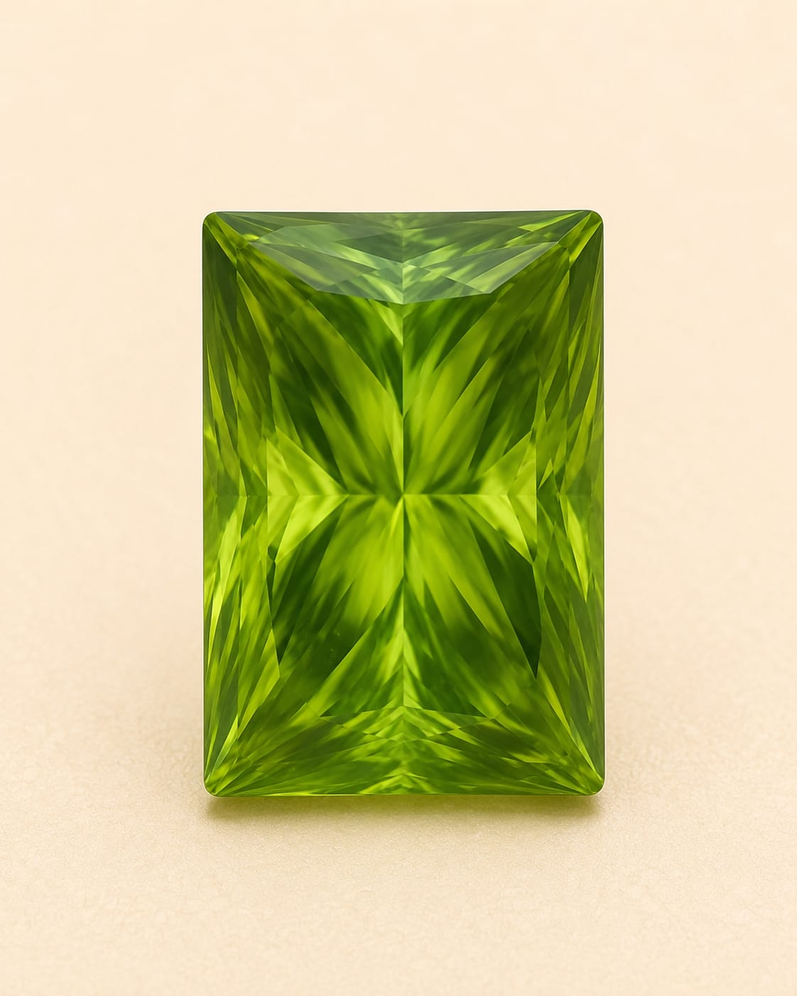 Natural Green Peridot Gemstone โ 16.85 Ct, Rectangular Faceted Cut - Image 2