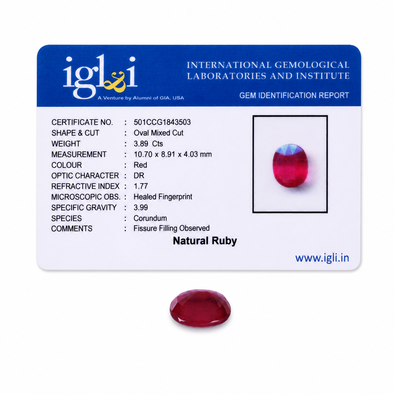 Natural Ruby (Manik) Gemstone – Certified Oval Mixed Cut Loose Gemstone | 3.89 Carat - Image 4