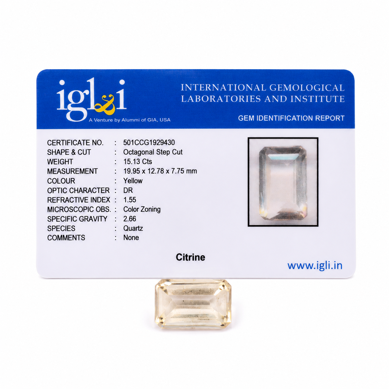 Premium 15.13 Cts Certified Natural Citrine Gemstone - Image 4