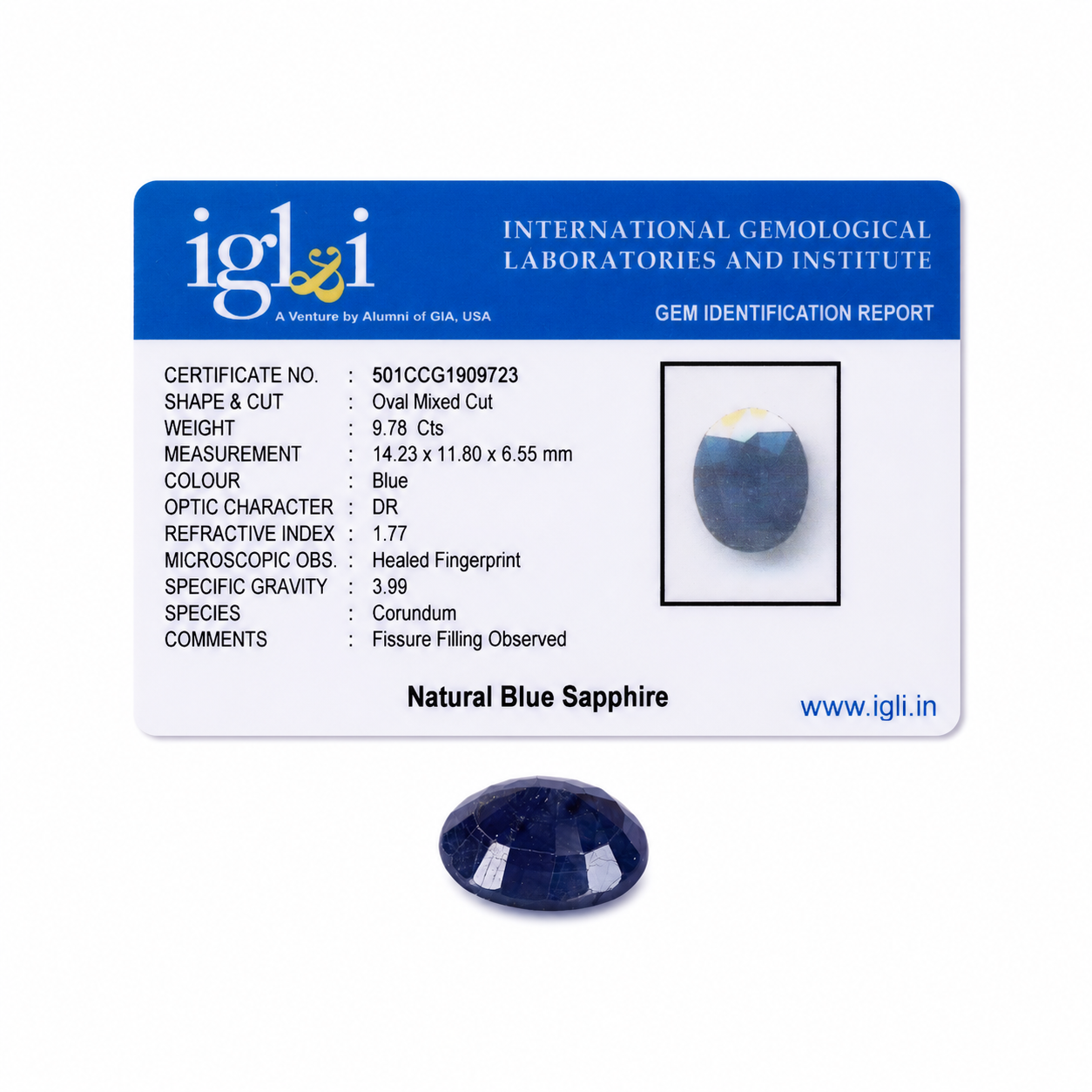 Premium 9.78 Cts Certified Natural Blue Sapphire (Neelam) Oval Mixed Cut - Image 4