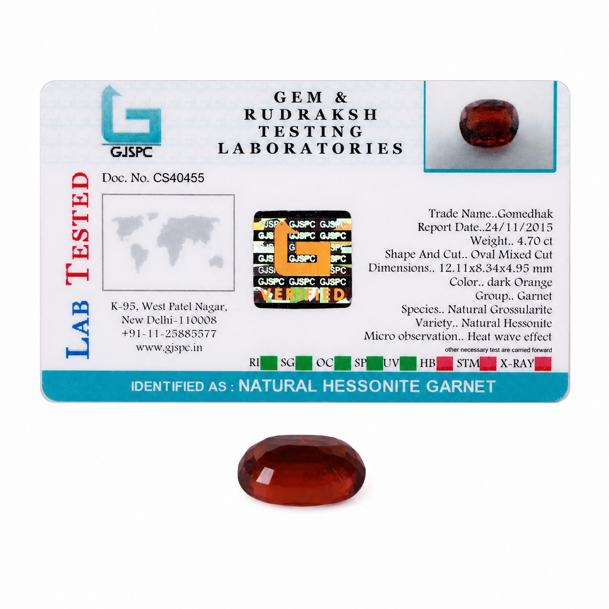 Premium 4.70 ct Certified Natural Hessonite Garnet (Gomedhak) - Image 4