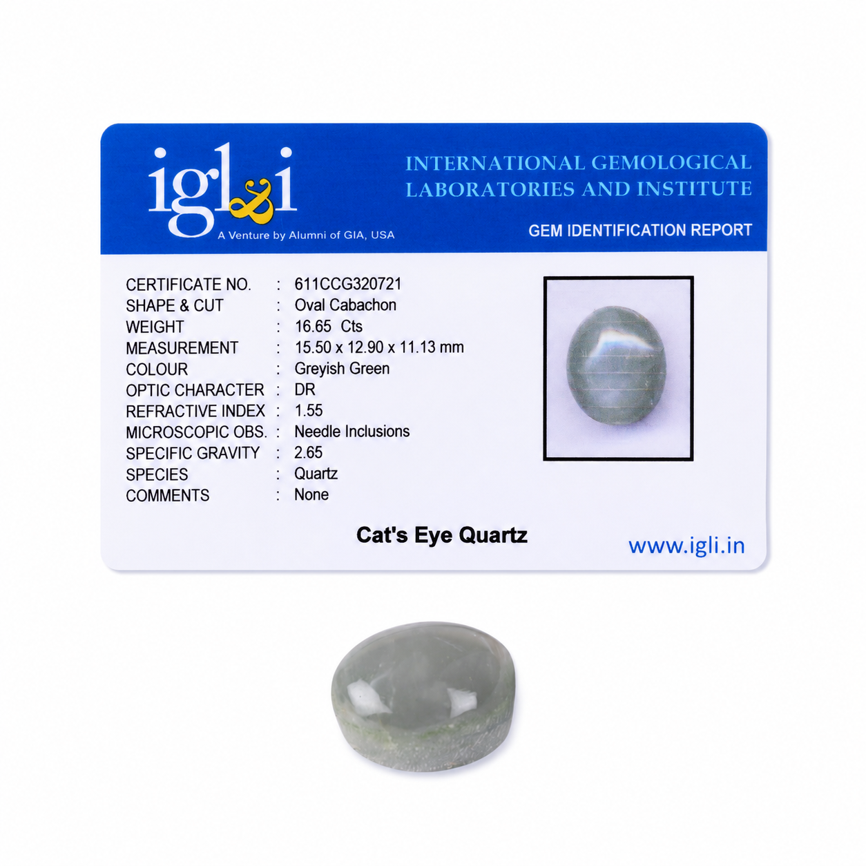 Premium 16.65 Cts Certified Natural Cat's Eye Quartz Gemstone - Image 4