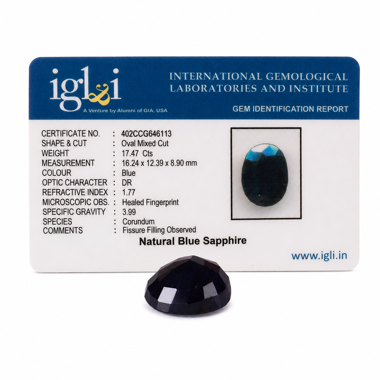 Premium 17.47 Cts Certified Natural Blue Sapphire (Neelam) Oval Mixed Cut - Image 4