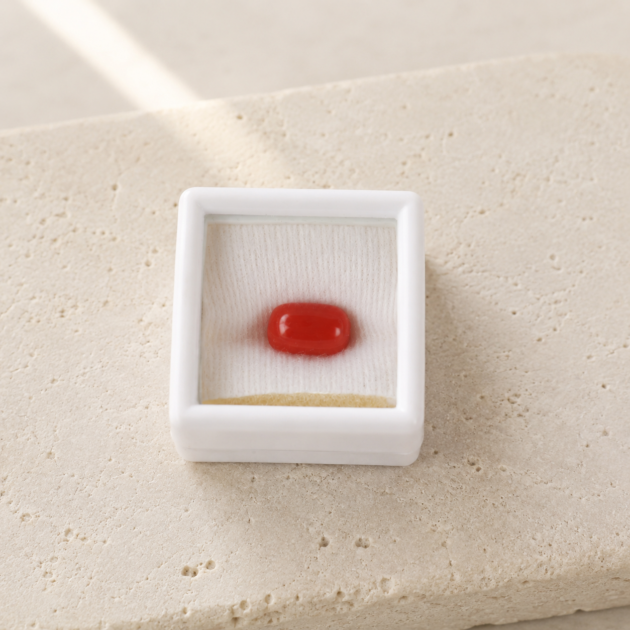 Natural Red Coral (Moonga) Oval Cabochon Gemstone | Certified Astrological Gemstone - Image 3
