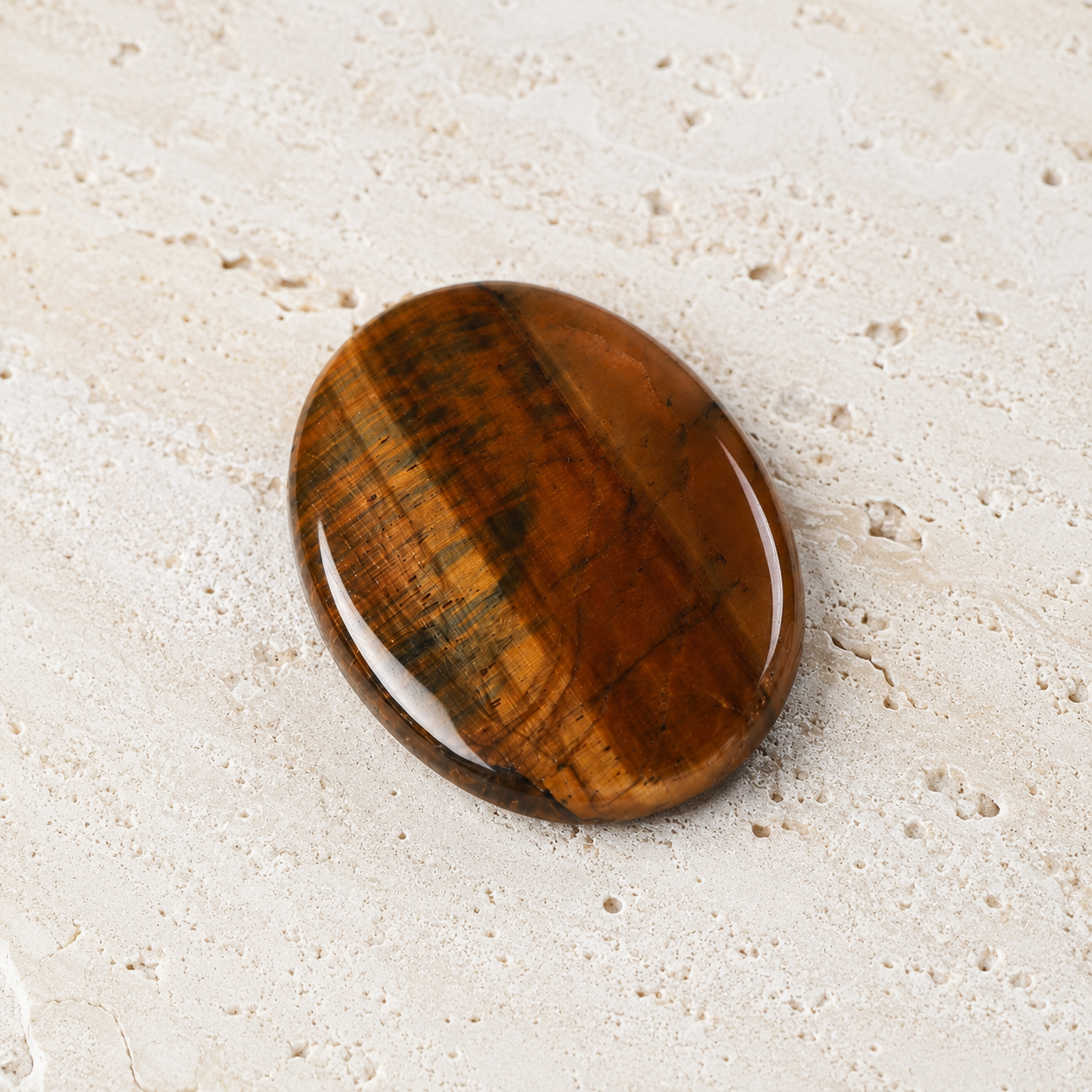 Natural Tiger Eye (Tiger's Eye) Gemstone – Premium Oval Cabochon | Certified Healing & Astrological Stone