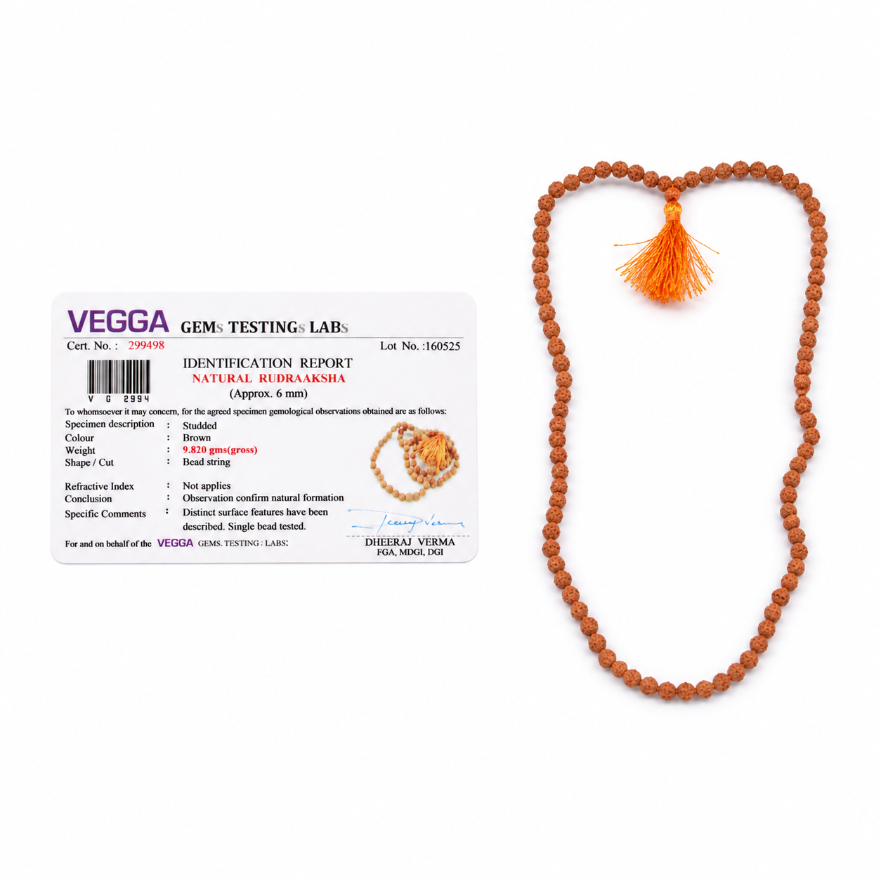Natural 5 Mukhi Rudraksha Mala (6 mm) | Certified Rudraksha Prayer Beads for Meditation, Japa & Spiritual Healing - Image 5