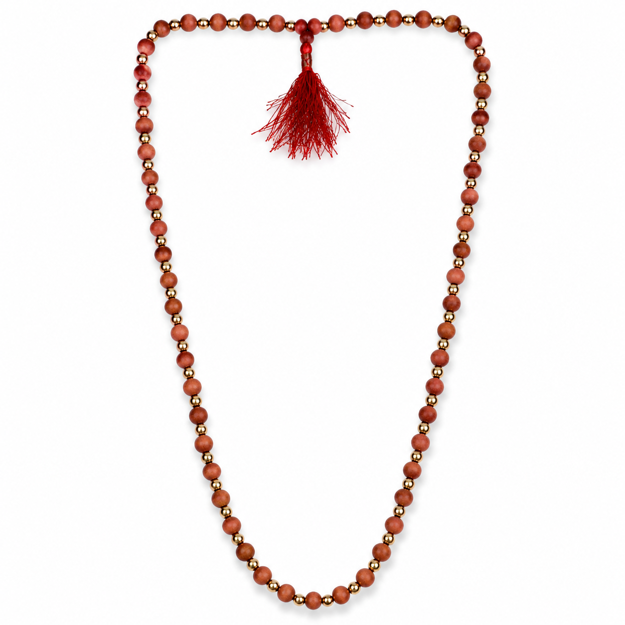 Natural Red Sandalwood (Rakta Chandan) Japa Mala with Golden Spacer Beads | 108 Prayer Beads for Meditation & Spiritual Healing - Image 5