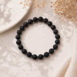 Natural Black Lava Stone Bracelet | Handmade Healing & Grounding Gemstone Bracelet