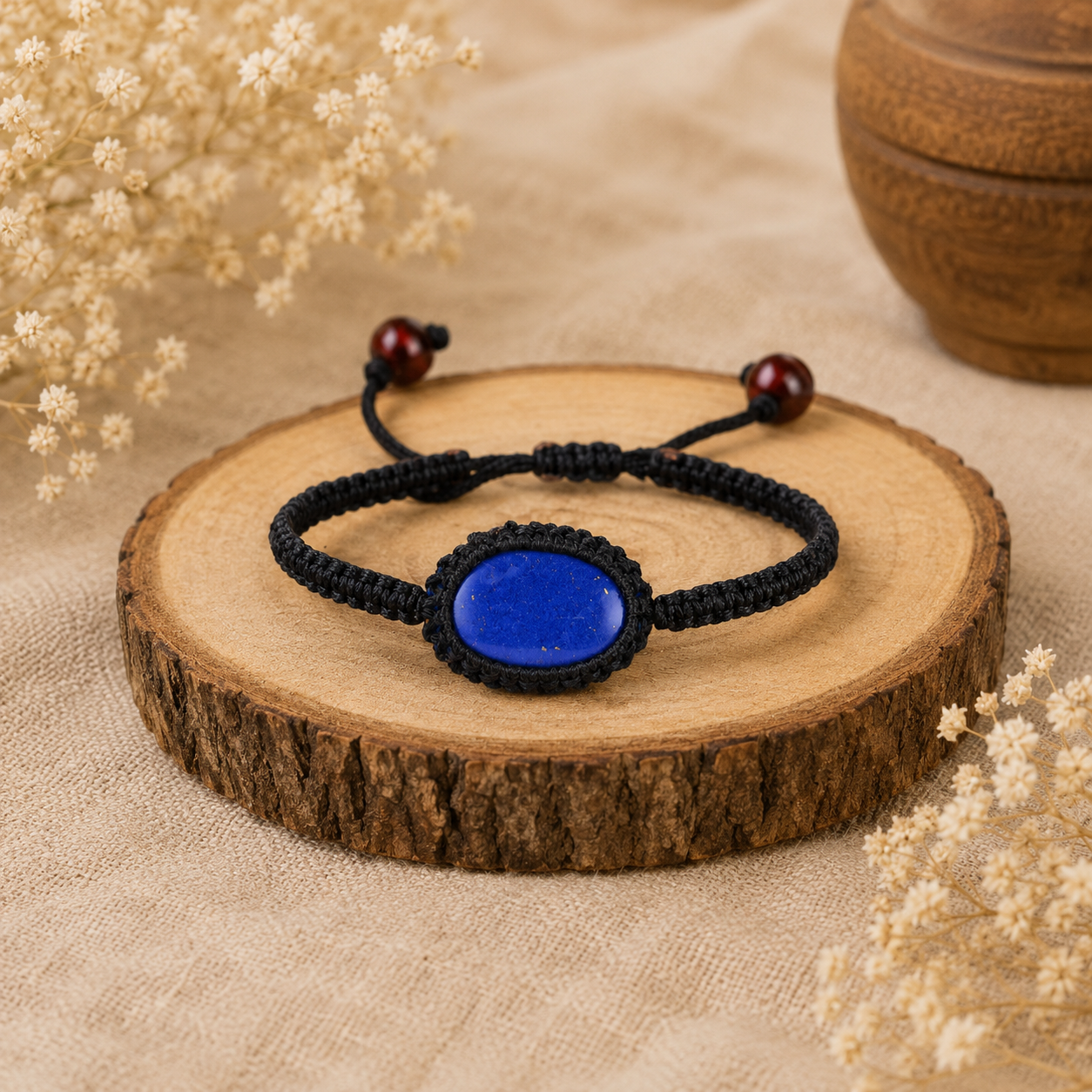 Natural Lapis Lazuli Adjustable Bracelet | Handmade Wisdom & Spiritual Healing Bracelet