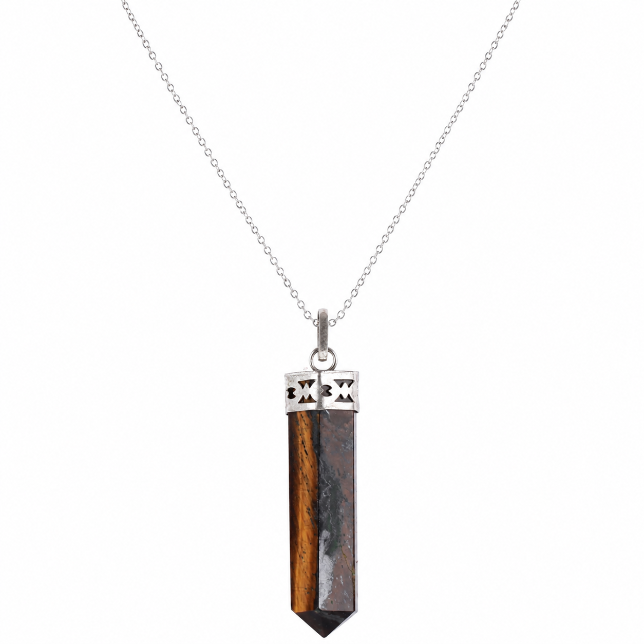 Natural Tiger Eye Crystal Point Pendant Necklace – Hexagonal Healing Crystal Pendant - Image 5
