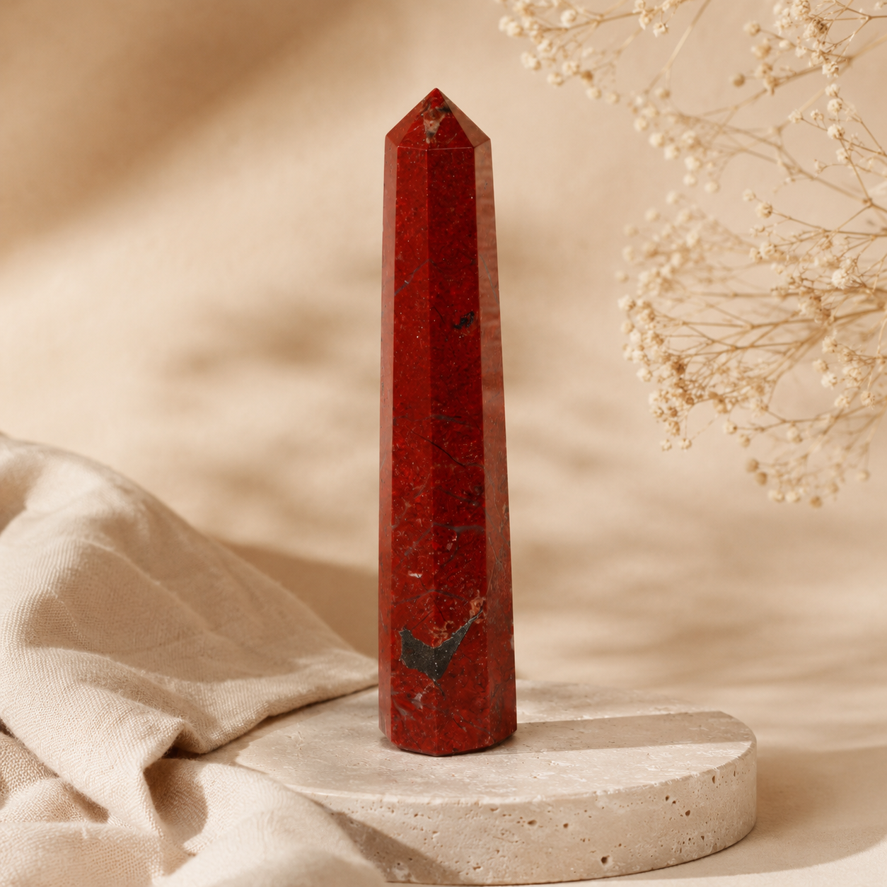 Natural Red Jasper Crystal Tower | Polished Obelisk Healing Stone | Energy Generator Wand | Meditation & Reiki Crystal