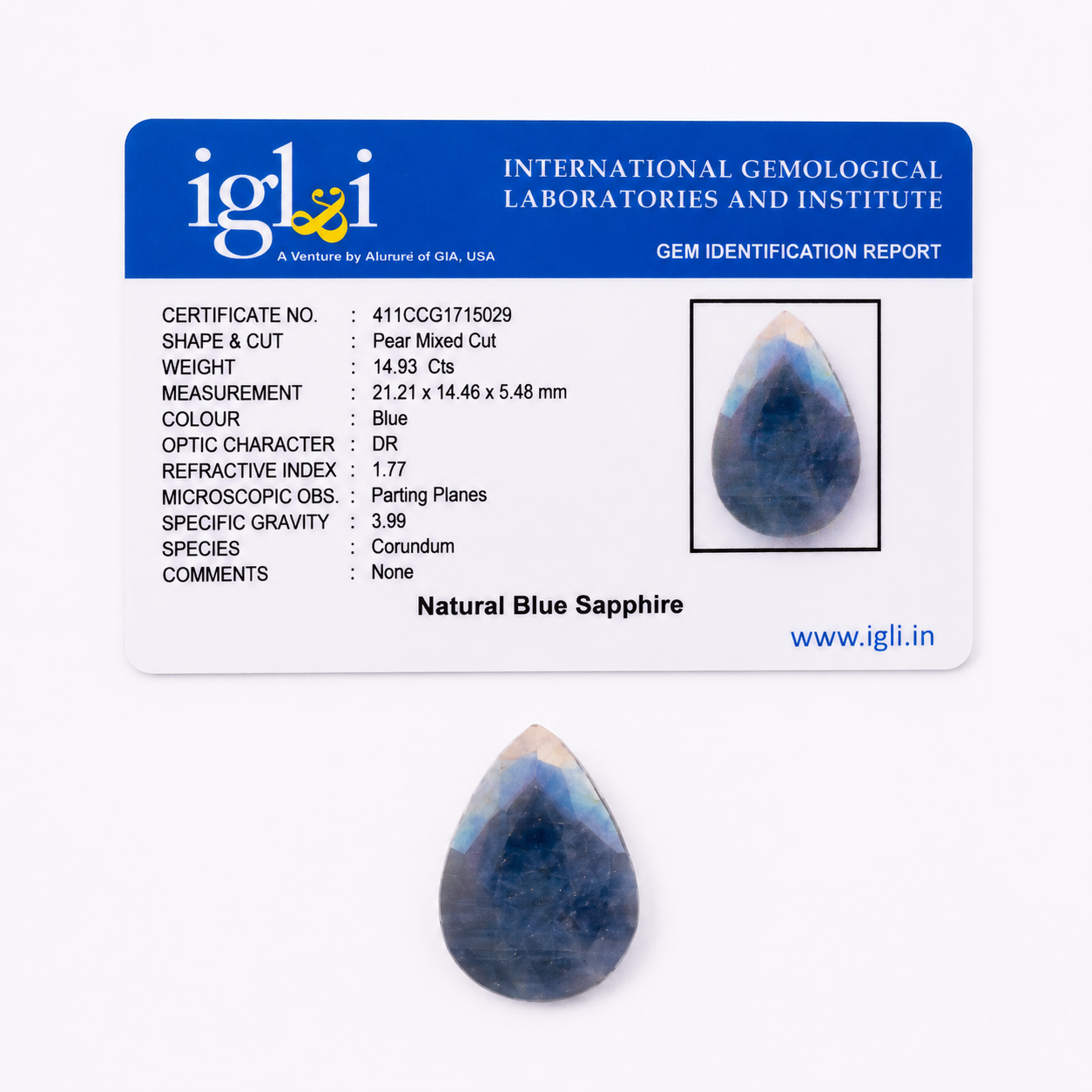 Natural Blue Sapphire (Neelam) Pear Mixed Cut Loose Gemstone | Certified Blue Sapphire | Natural Corundum Crystal - Image 4
