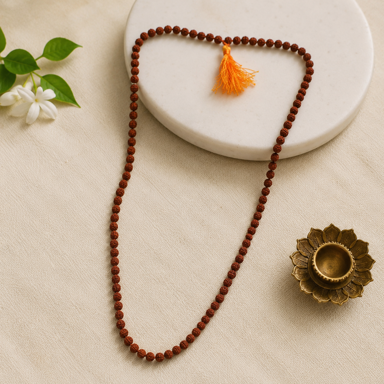 Natural 5 Mukhi Rudraksha Mala (108 Beads) – Certified Original Rudraksha Prayer Necklace - Image 4