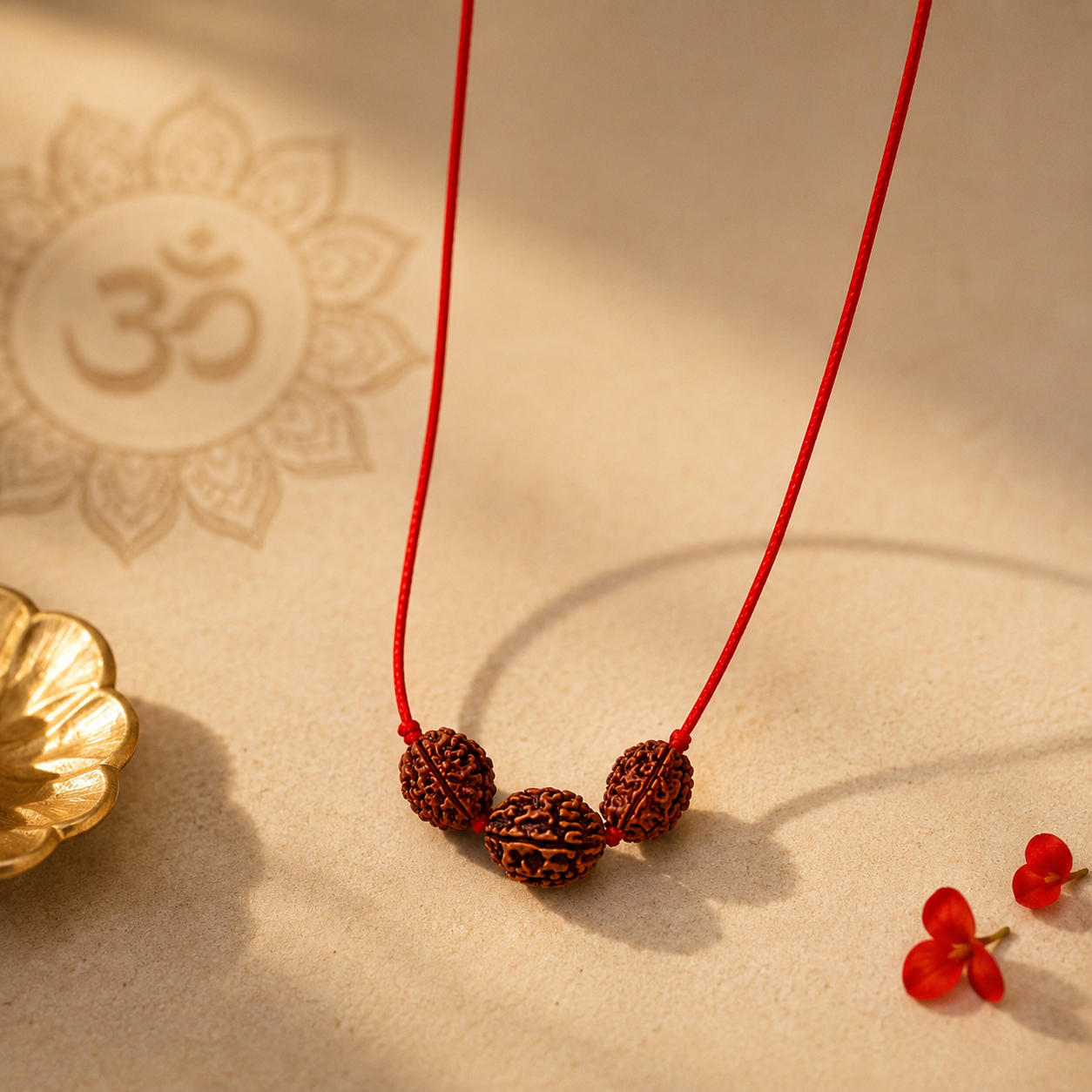 Natural 3 Mukhi Rudraksha Bracelet | Sacred Red Thread | Original Nepali/Indonesian Rudraksha (Specify Origin) - Image 5