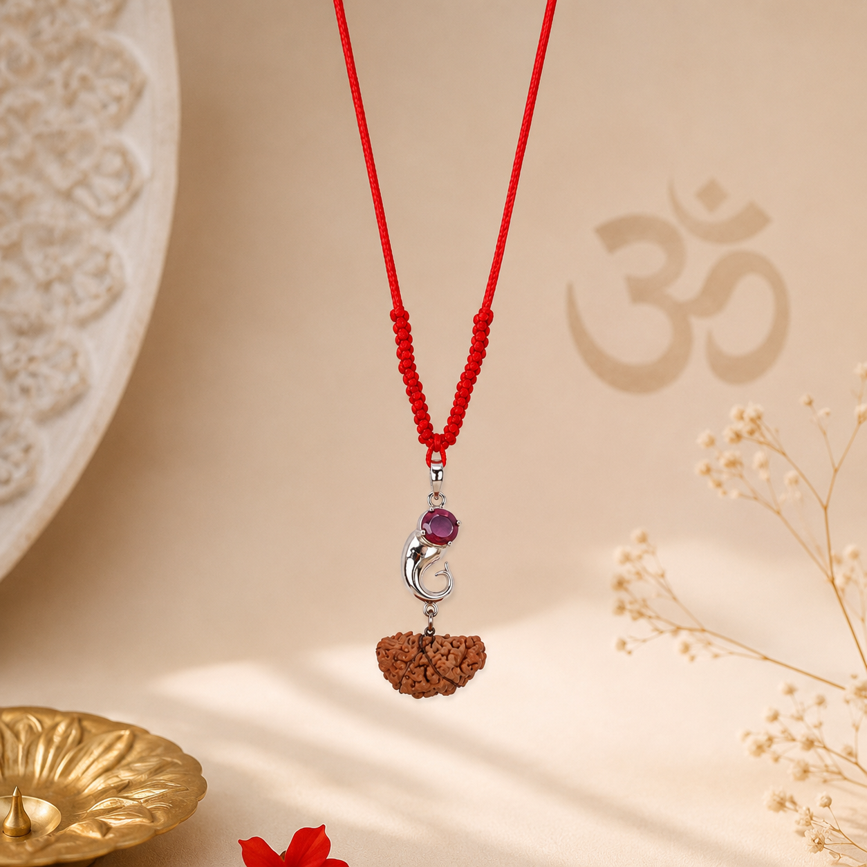 Natural 8 Mukhi Rudraksha Pendant Necklace | Sacred Red Thread | Original Rudraksh - Image 4