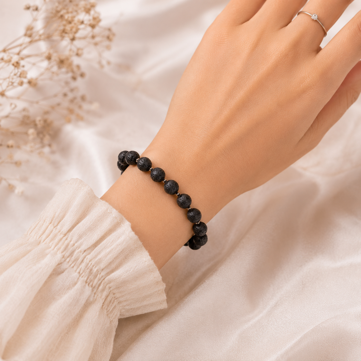Natural Black Lava Stone Bracelet | Handmade Healing & Grounding Gemstone Bracelet - Image 3