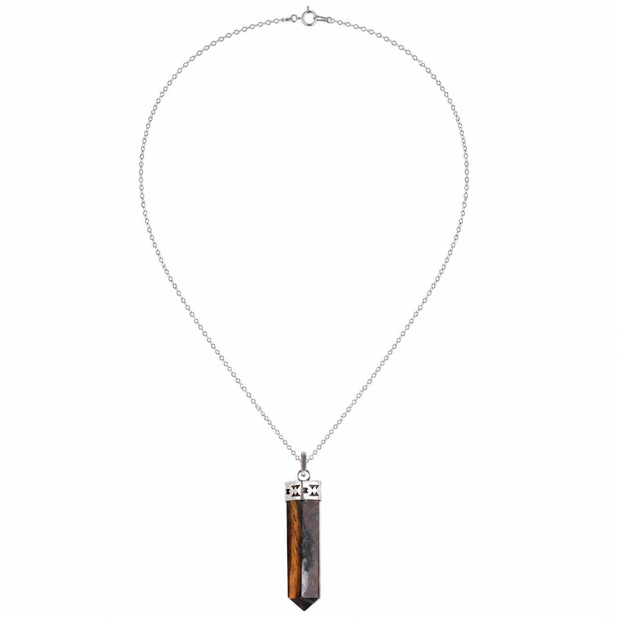 Natural Tiger Eye Crystal Point Pendant Necklace – Hexagonal Healing Crystal Pendant - Image 4