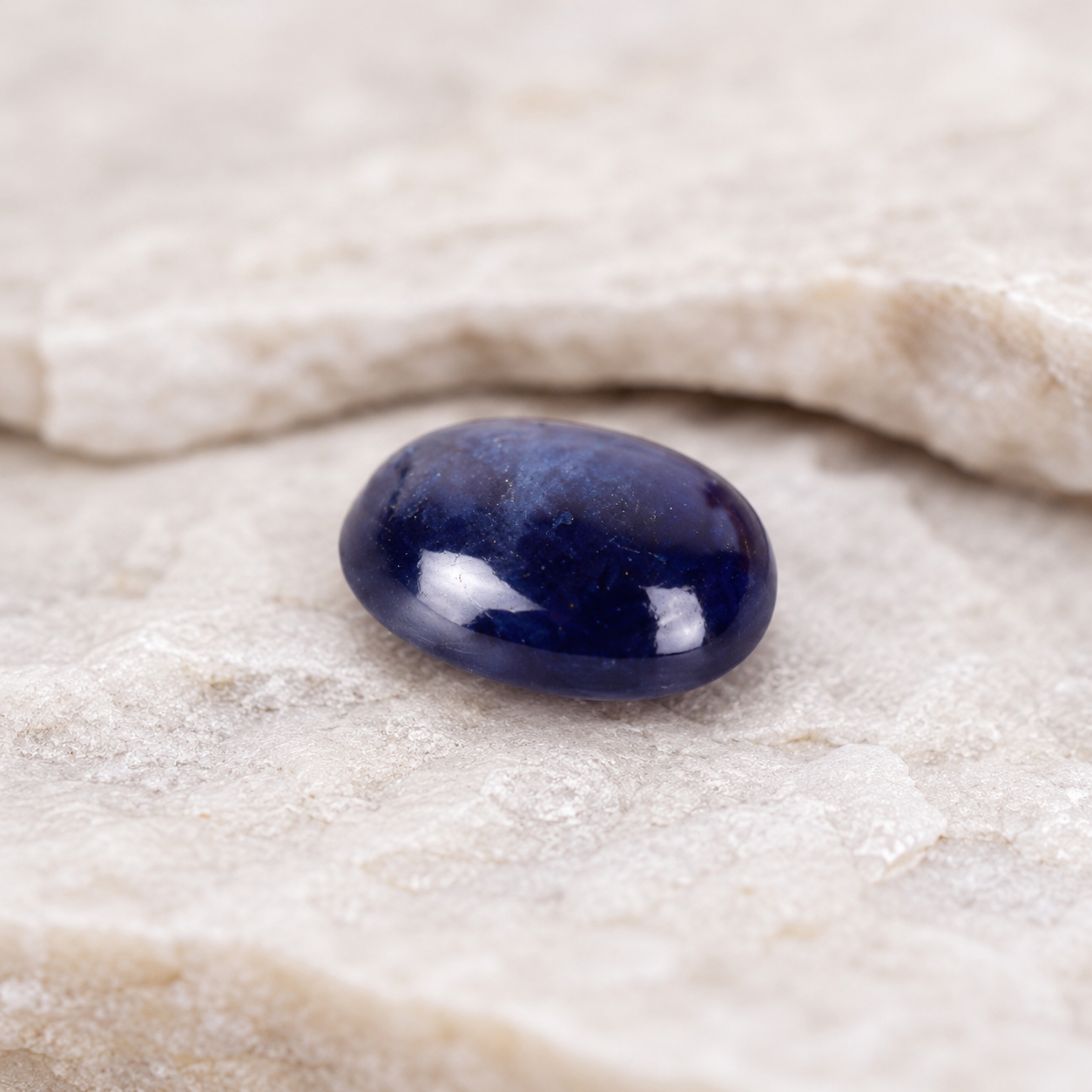 Natural Blue Sapphire (Neelam) Certified Oval Cabochon Loose Gemstone – 5.59 Carat