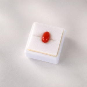 Natural Red Coral (Moonga) Oval Cabochon Certified Gemstone