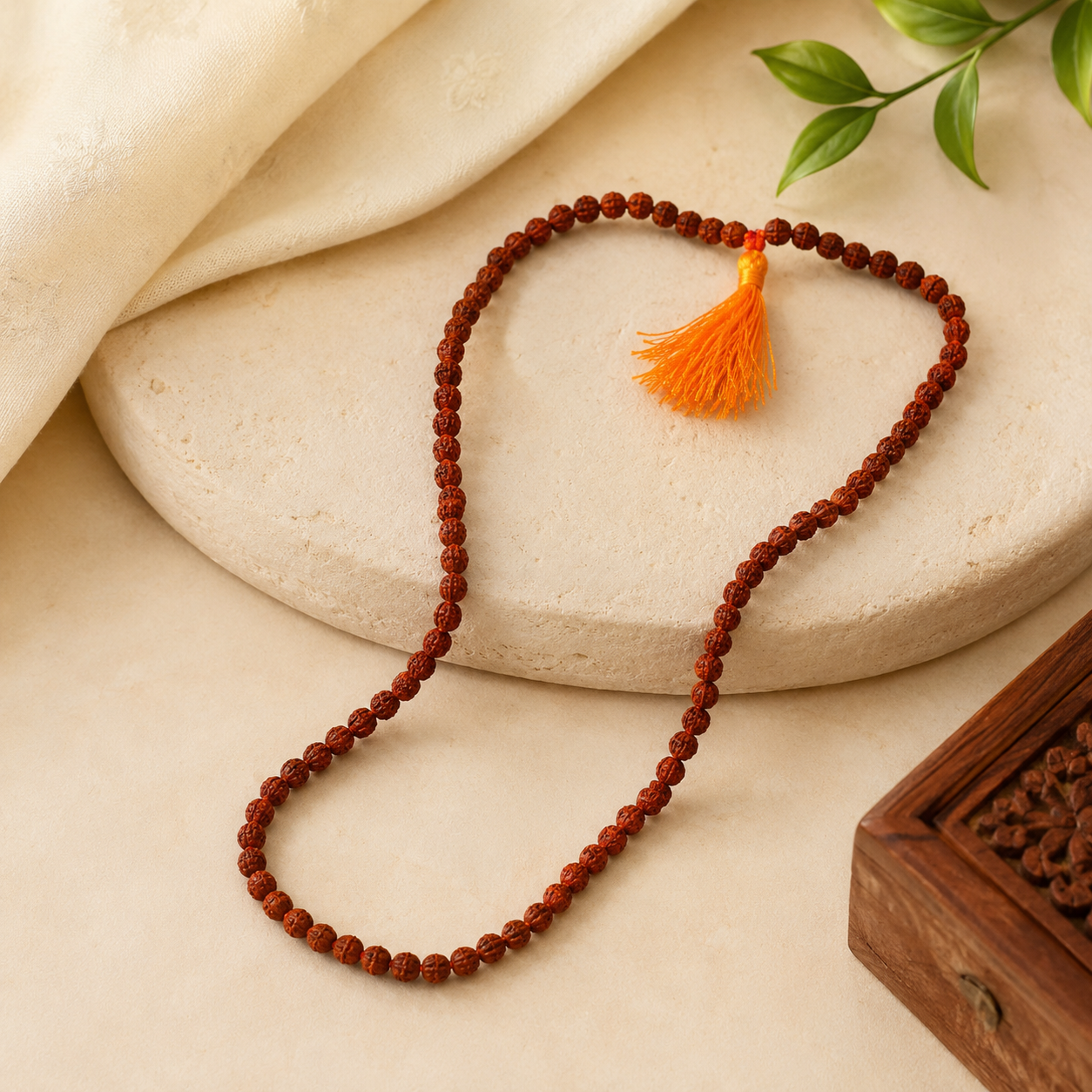Natural 5 Mukhi Rudraksha Mala (108 Beads) – Certified Original Rudraksha Prayer Necklace - Image 3