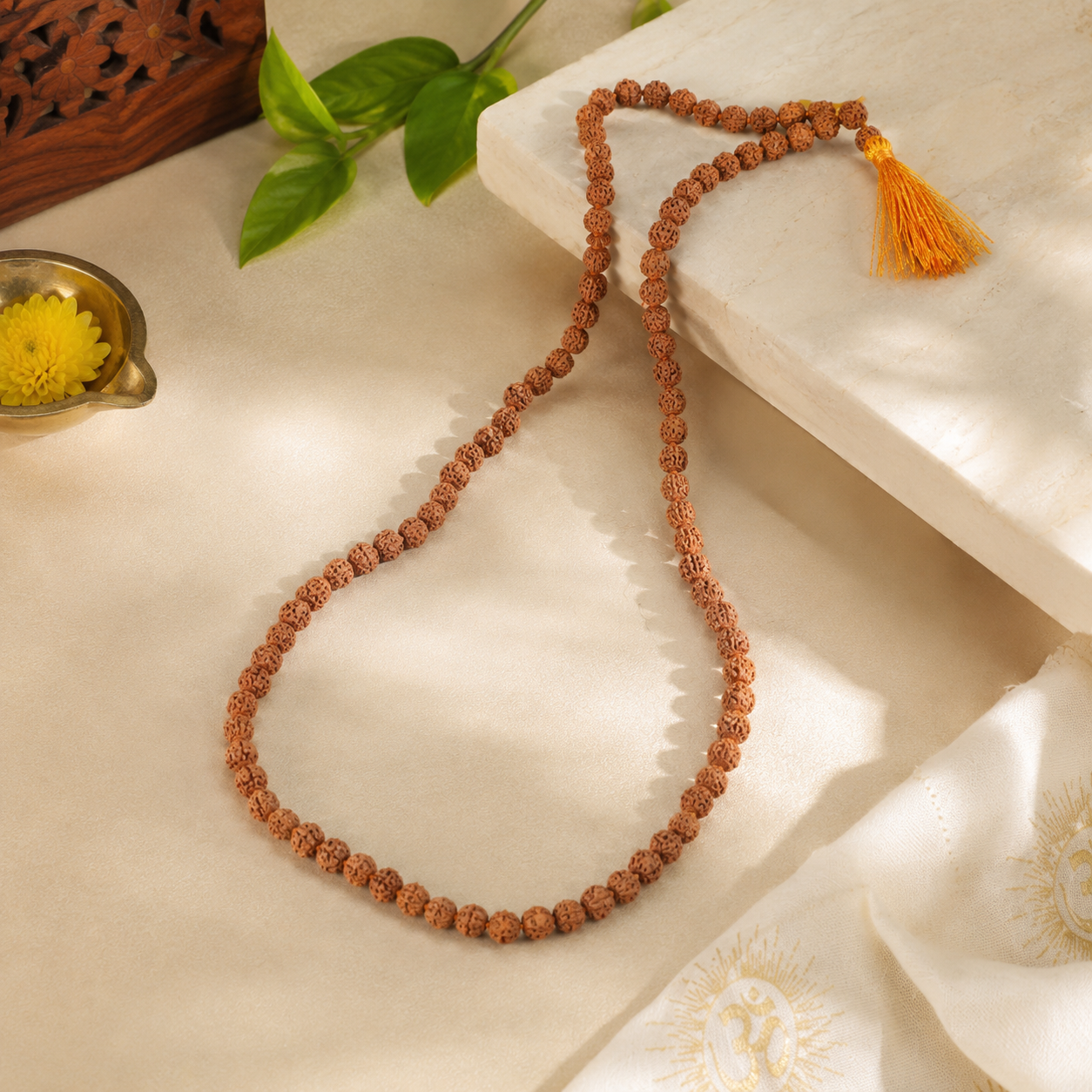 Natural 5 Mukhi Rudraksha Mala (6 mm) | Certified Rudraksha Prayer Beads for Meditation, Japa & Spiritual Healing - Image 3