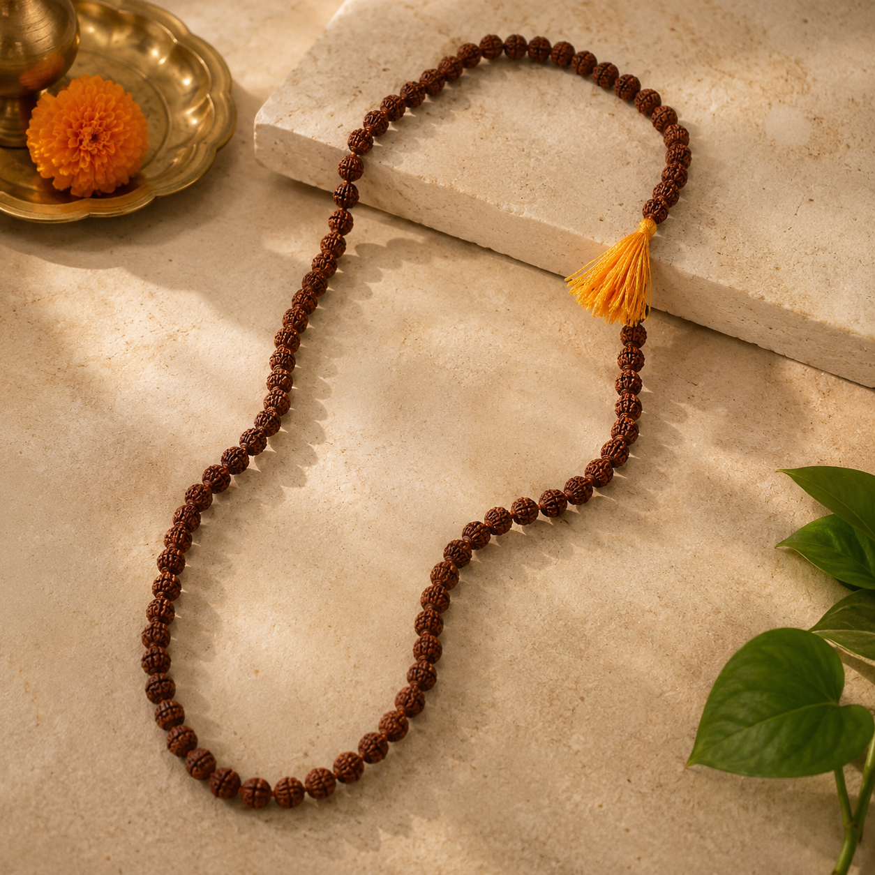 Natural 108 Beads Rudraksha Mala for Meditation, Japa & Spiritual Healing - Image 3
