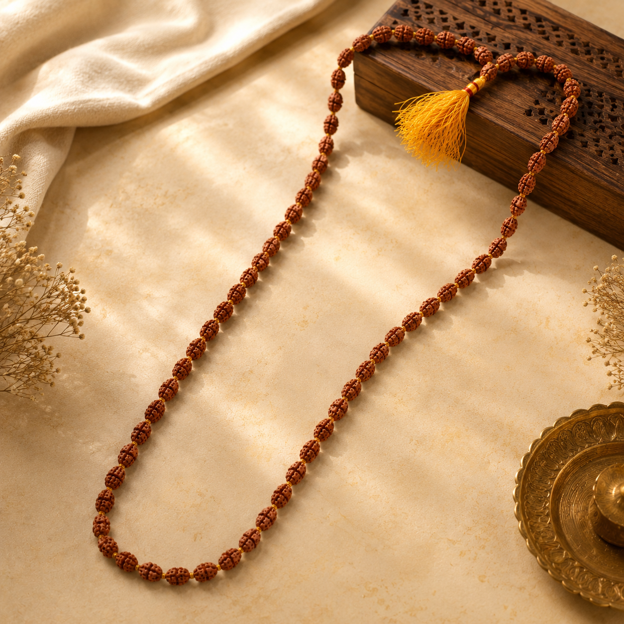 Premium Natural Rudraksha Japa Mala (108+1 Beads) – Handcrafted Prayer & Meditation Mala - Image 3