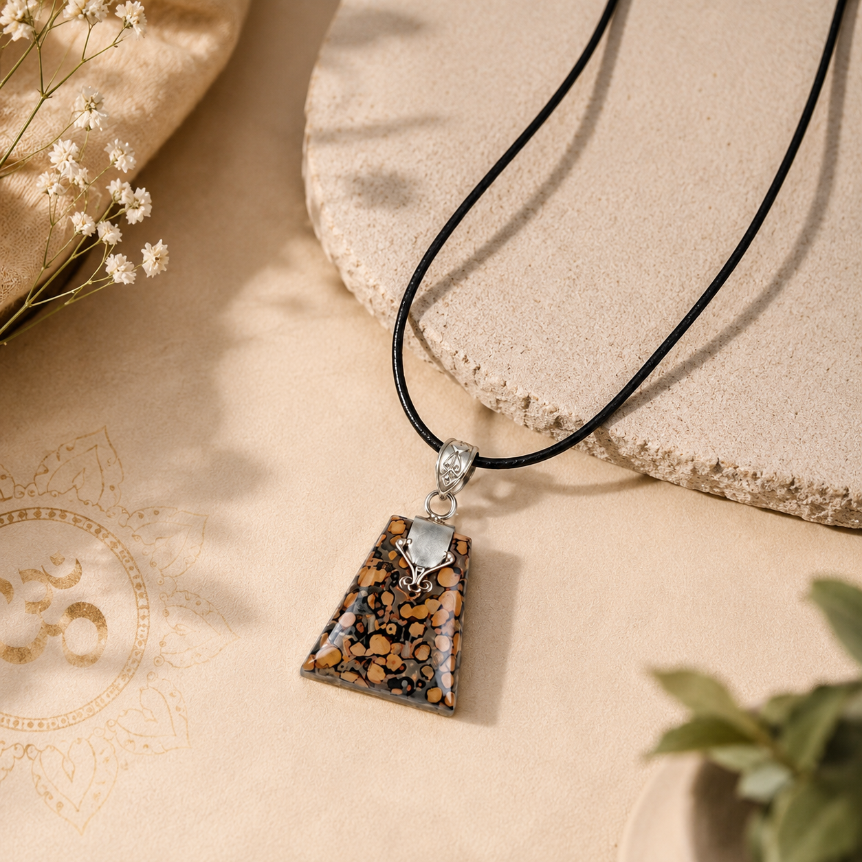 Premium Natural Leopard Skin Jasper Pendant Necklace - Image 3