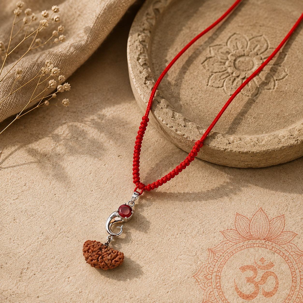 Natural 8 Mukhi Rudraksha Pendant Necklace | Sacred Red Thread | Original Rudraksh - Image 2