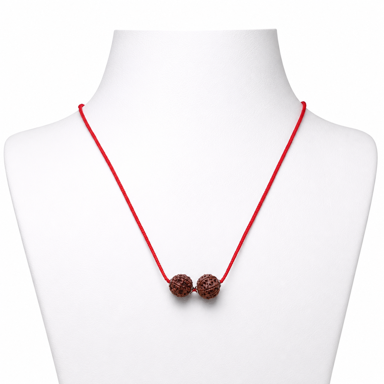 Natural 2 Mukhi Rudraksha Necklace | Sacred Red Thread | Original Rudraksha for Harmony & Peace