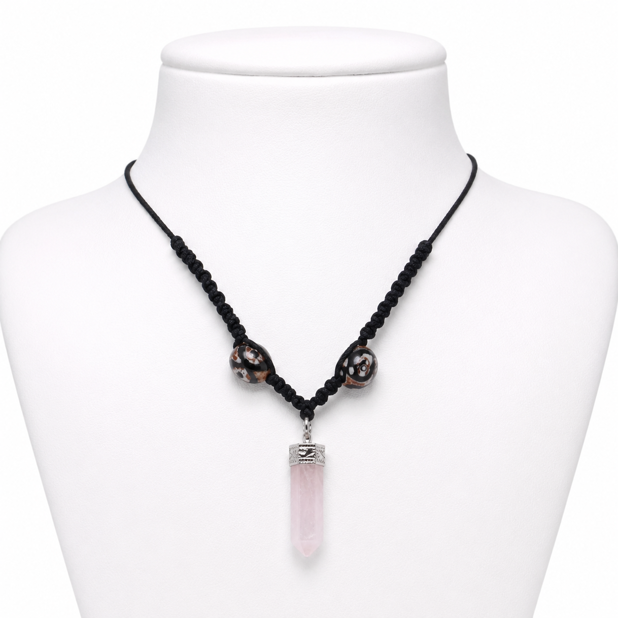 Premium Natural Rose Quartz Crystal Point Pendant Necklace