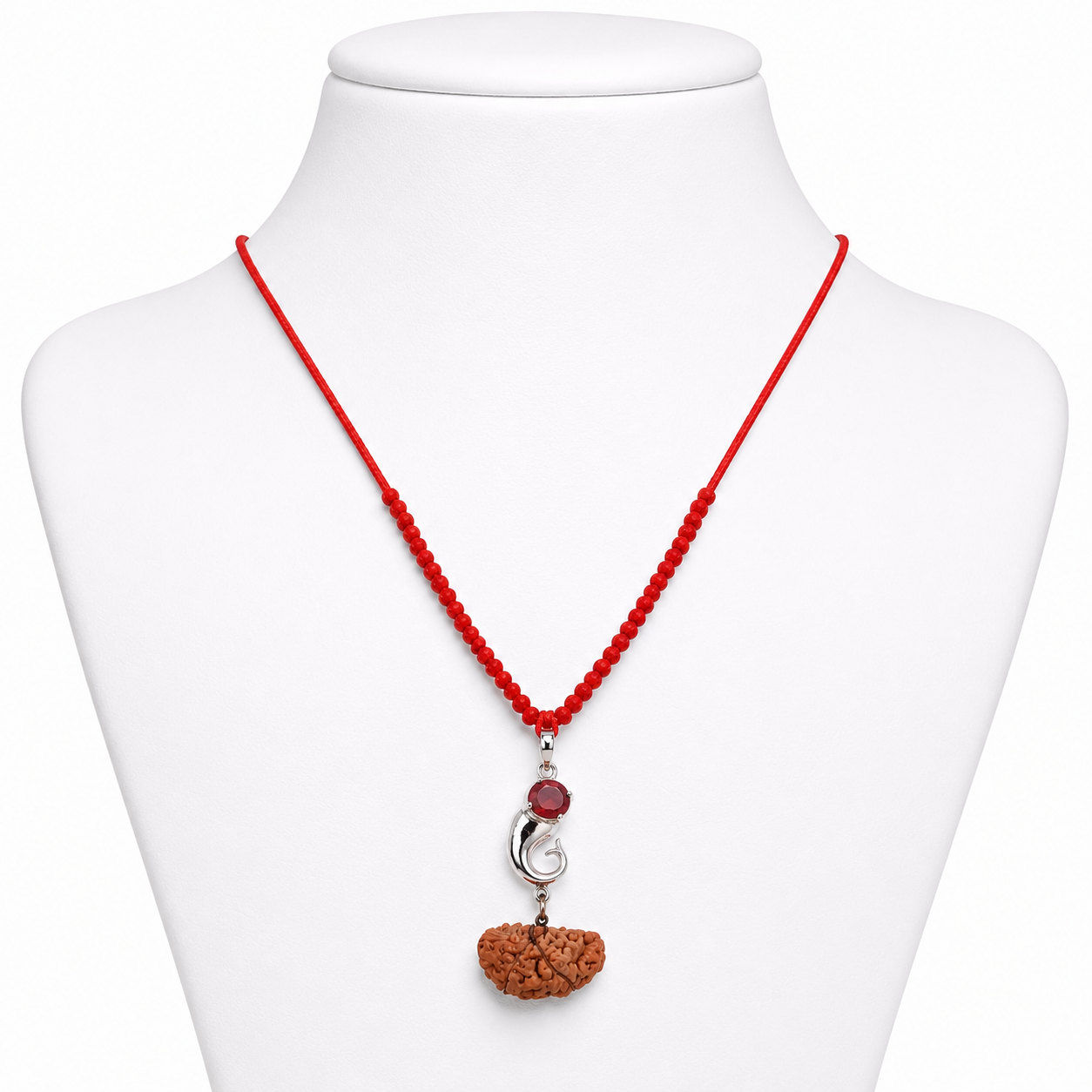 Natural 8 Mukhi Rudraksha Pendant Necklace | Sacred Red Thread | Original Rudraksh