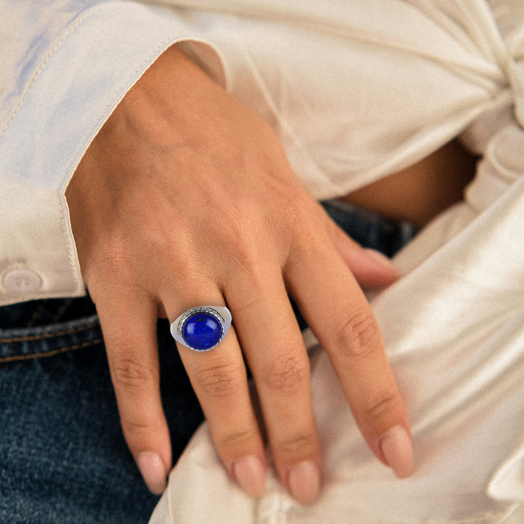 Natural Lapis Lazuli Gemstone Ring – 36.30 Ct - Image 5