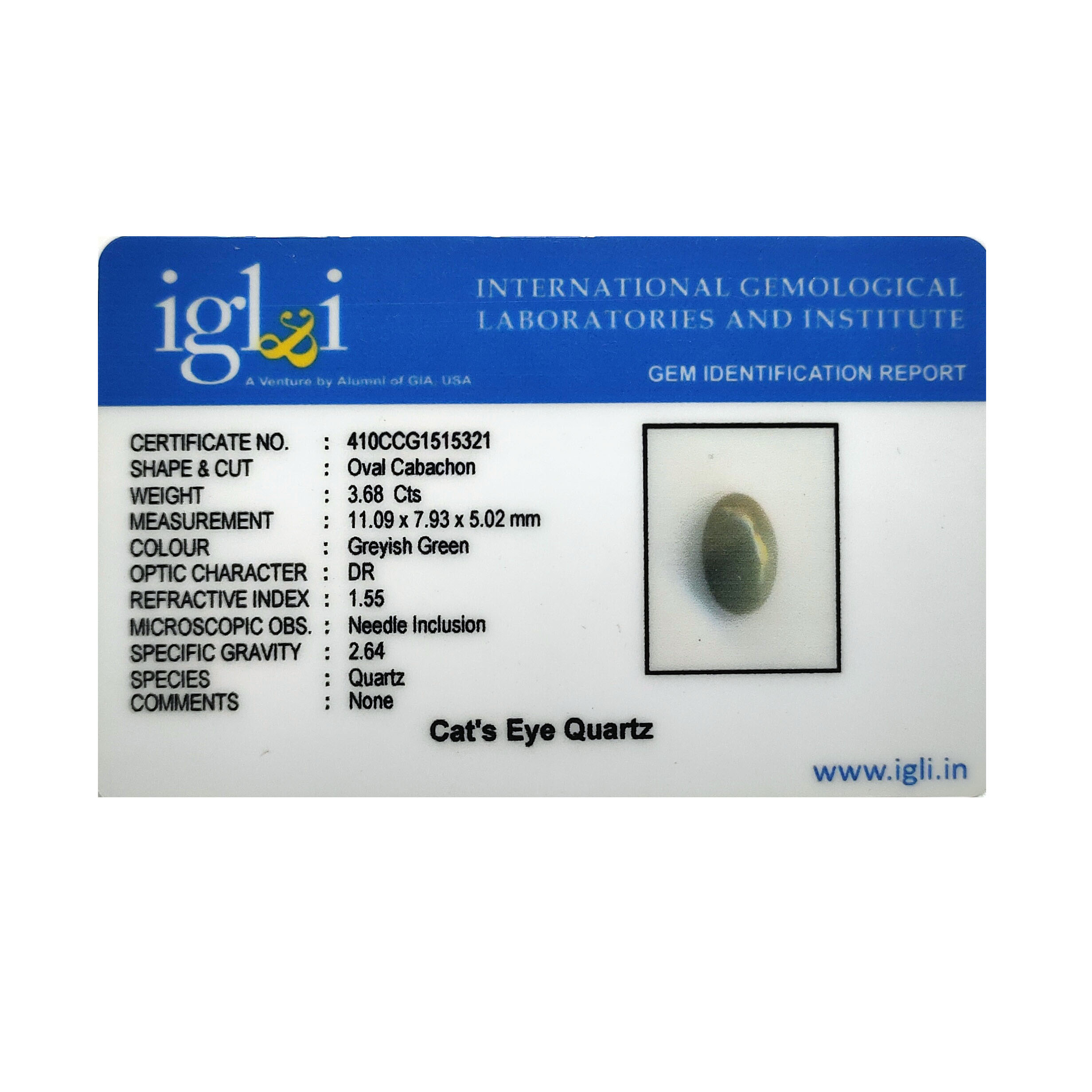 Certified Natural Cat's Eye Quartz – 3.68 Carat Oval Cabochon Gemstone - Image 2