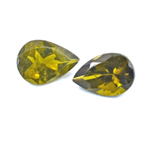 Natural Peridot Gemstone Pair 4.08 Ct – Pear Mix Cut Yellow Green Peridot