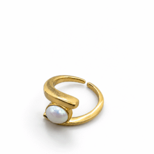 Natural Freshwater Pearl (Moti) Adjustable Gold Plated Ring US Size 8.5