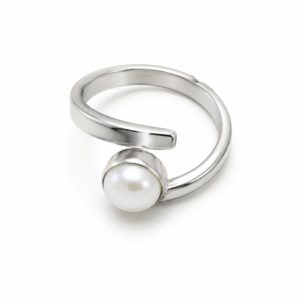 Natural Freshwater Pearl (Moti) Adjustable Silver Finish Ring US Size 9