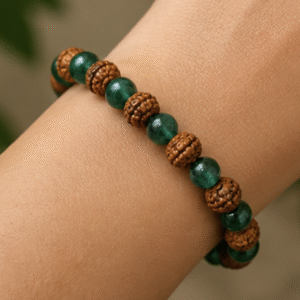 Green Aventurine & Rudraksh Bracelet | 8 Carats | Natural Crystal & Rudraksh Bracelet