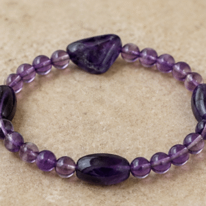 Amethyst Bracelet | 13 Carats | Natural Purple Crystal Beaded Bracelet
