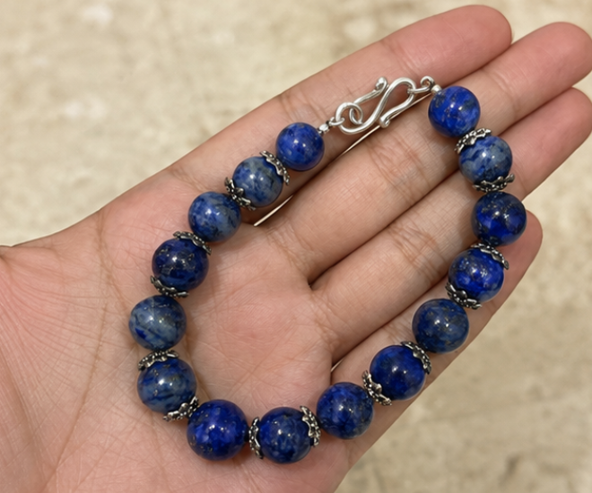 Lapis Lazuli Bracelet | 45 Carats | Natural Blue Gemstone Bracelet - Image 2