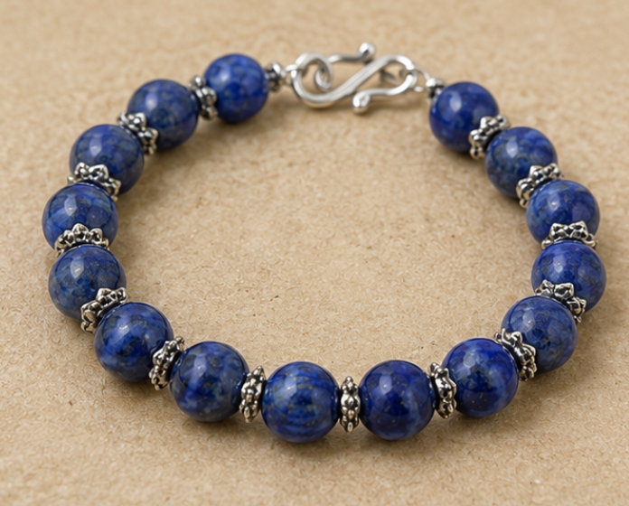 Lapis Lazuli Bracelet | 45 Carats | Natural Blue Gemstone Bracelet - Image 3